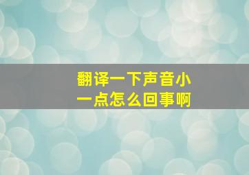 翻译一下声音小一点怎么回事啊