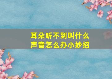 耳朵听不到叫什么声音怎么办小妙招