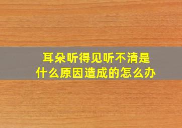 耳朵听得见听不清是什么原因造成的怎么办