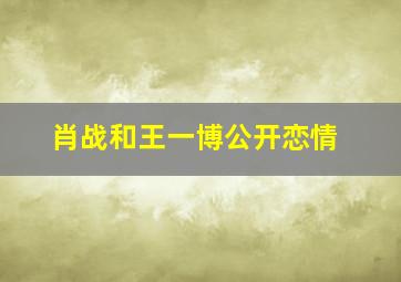 肖战和王一博公开恋情