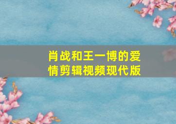 肖战和王一博的爱情剪辑视频现代版