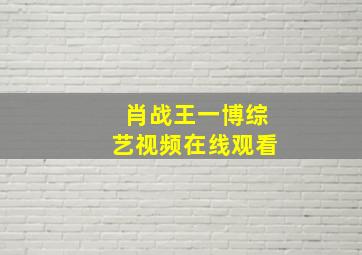 肖战王一博综艺视频在线观看