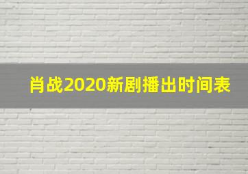 肖战2020新剧播出时间表