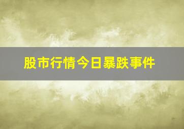 股市行情今日暴跌事件