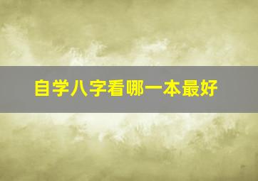 自学八字看哪一本最好