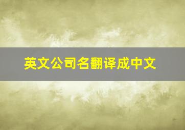 英文公司名翻译成中文