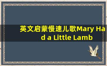 英文启蒙慢速儿歌Mary Had a Little Lamb