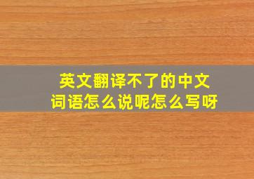 英文翻译不了的中文词语怎么说呢怎么写呀