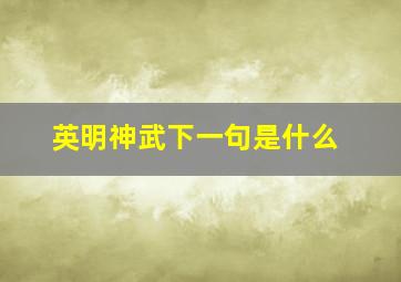 英明神武下一句是什么