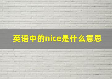 英语中的nice是什么意思