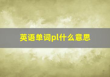 英语单词pl什么意思