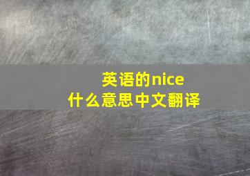 英语的nice什么意思中文翻译