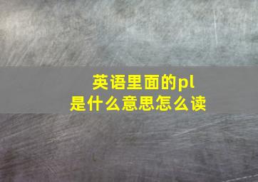 英语里面的pl是什么意思怎么读