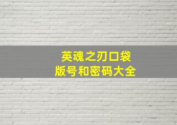 英魂之刃口袋版号和密码大全