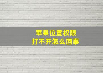 苹果位置权限打不开怎么回事