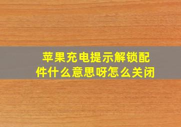 苹果充电提示解锁配件什么意思呀怎么关闭