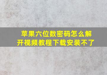 苹果六位数密码怎么解开视频教程下载安装不了