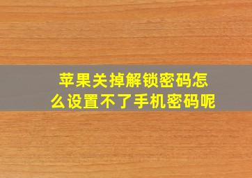 苹果关掉解锁密码怎么设置不了手机密码呢