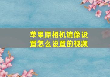 苹果原相机镜像设置怎么设置的视频