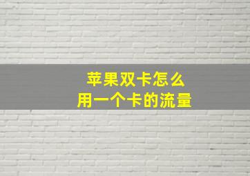 苹果双卡怎么用一个卡的流量