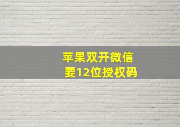 苹果双开微信要12位授权码