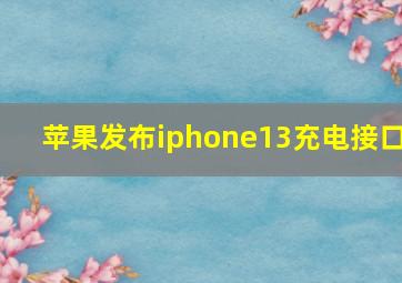 苹果发布iphone13充电接口