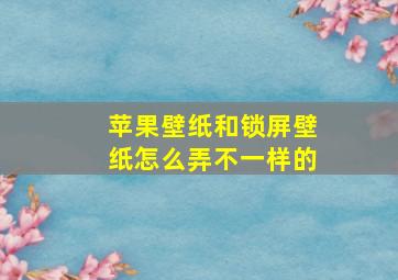 苹果壁纸和锁屏壁纸怎么弄不一样的