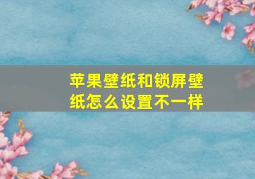 苹果壁纸和锁屏壁纸怎么设置不一样