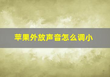 苹果外放声音怎么调小