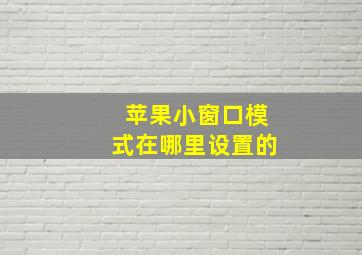 苹果小窗口模式在哪里设置的