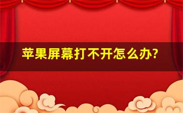 苹果屏幕打不开怎么办?