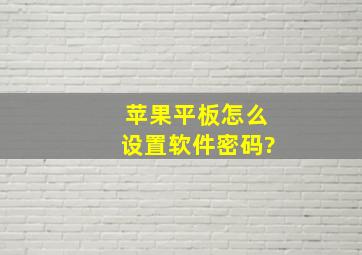 苹果平板怎么设置软件密码?