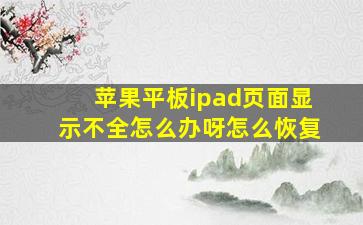 苹果平板ipad页面显示不全怎么办呀怎么恢复