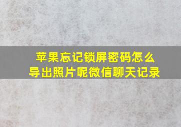 苹果忘记锁屏密码怎么导出照片呢微信聊天记录