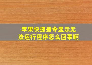 苹果快捷指令显示无法运行程序怎么回事啊