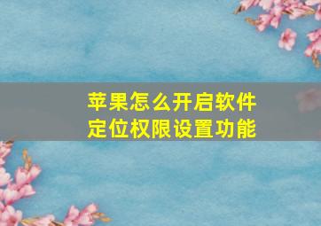 苹果怎么开启软件定位权限设置功能