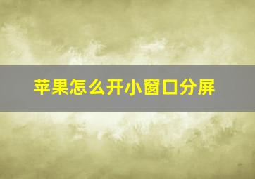 苹果怎么开小窗口分屏