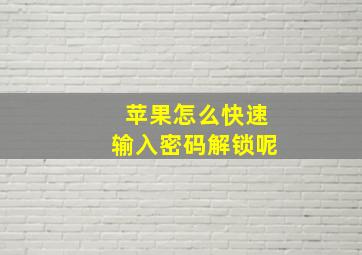 苹果怎么快速输入密码解锁呢