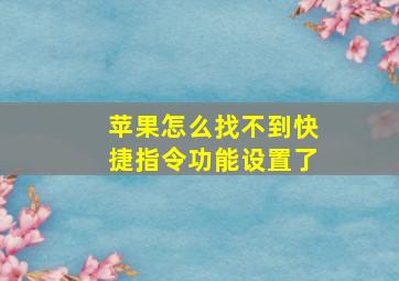 苹果怎么找不到快捷指令功能设置了