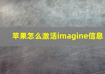 苹果怎么激活imagine信息