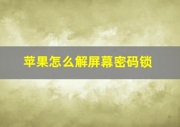 苹果怎么解屏幕密码锁