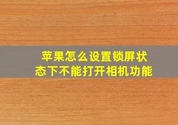 苹果怎么设置锁屏状态下不能打开相机功能