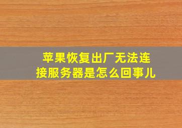 苹果恢复出厂无法连接服务器是怎么回事儿