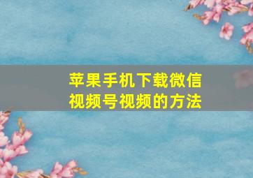 苹果手机下载微信视频号视频的方法