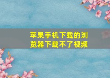 苹果手机下载的浏览器下载不了视频