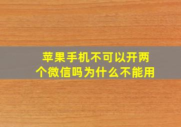 苹果手机不可以开两个微信吗为什么不能用