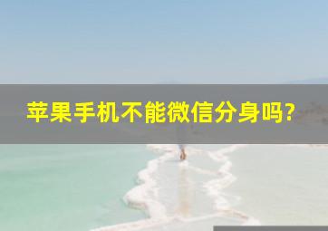 苹果手机不能微信分身吗?