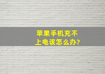 苹果手机充不上电该怎么办?