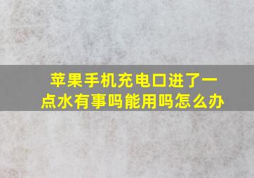 苹果手机充电口进了一点水有事吗能用吗怎么办