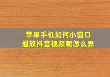 苹果手机如何小窗口播放抖音视频呢怎么弄